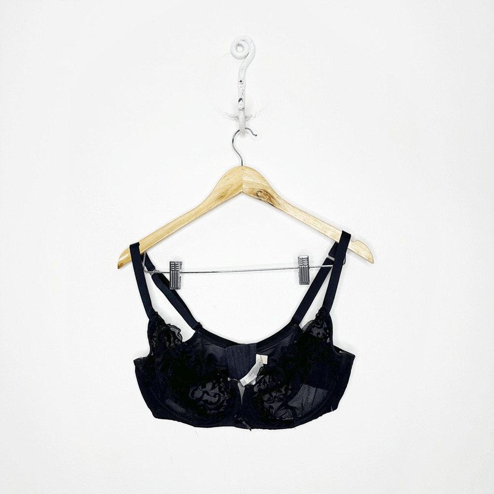 CACIQUE Full coverage Semi Sheer underwire bra black sexy womens 38DD